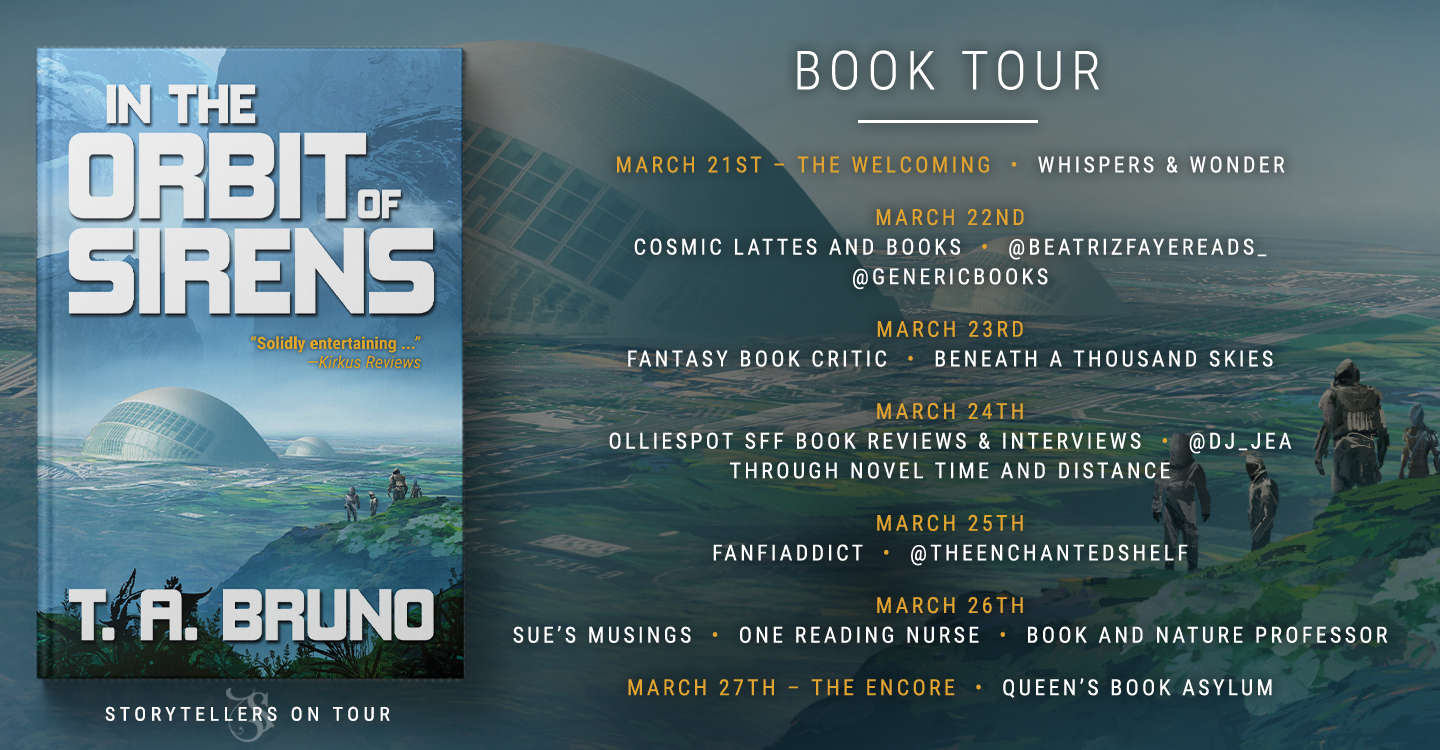 In the Orbit of Sirens by T.A. Bruno tour hosts banner