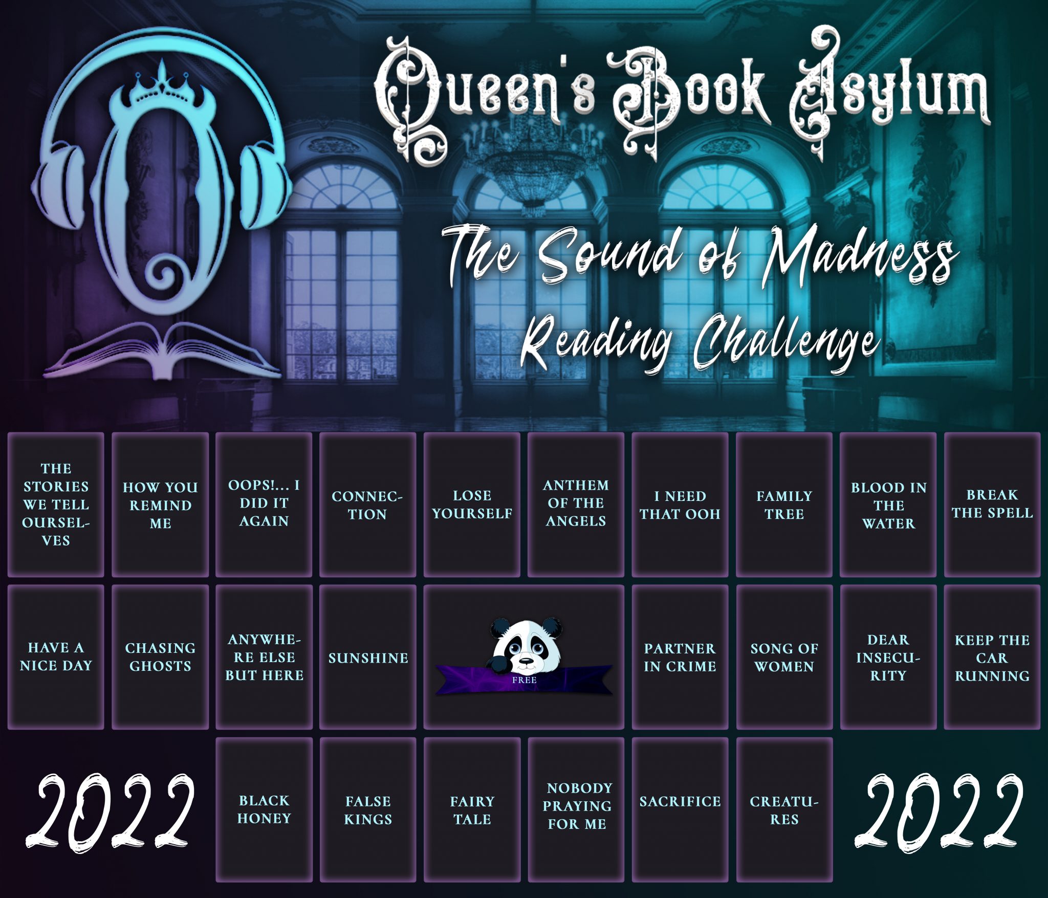 The Sound of Madness Reading Challenge card 2022